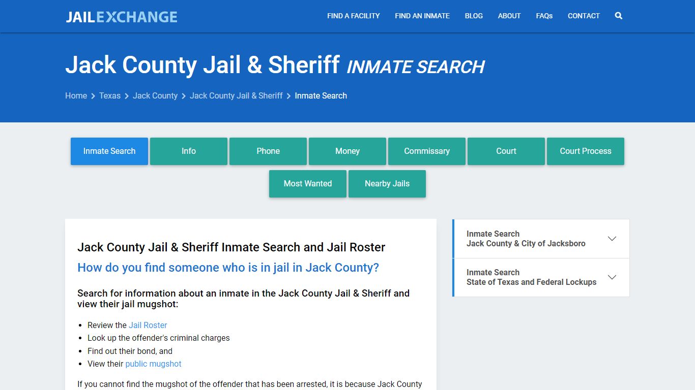 Jack County Jail & Sheriff Inmate Search - Jail Exchange