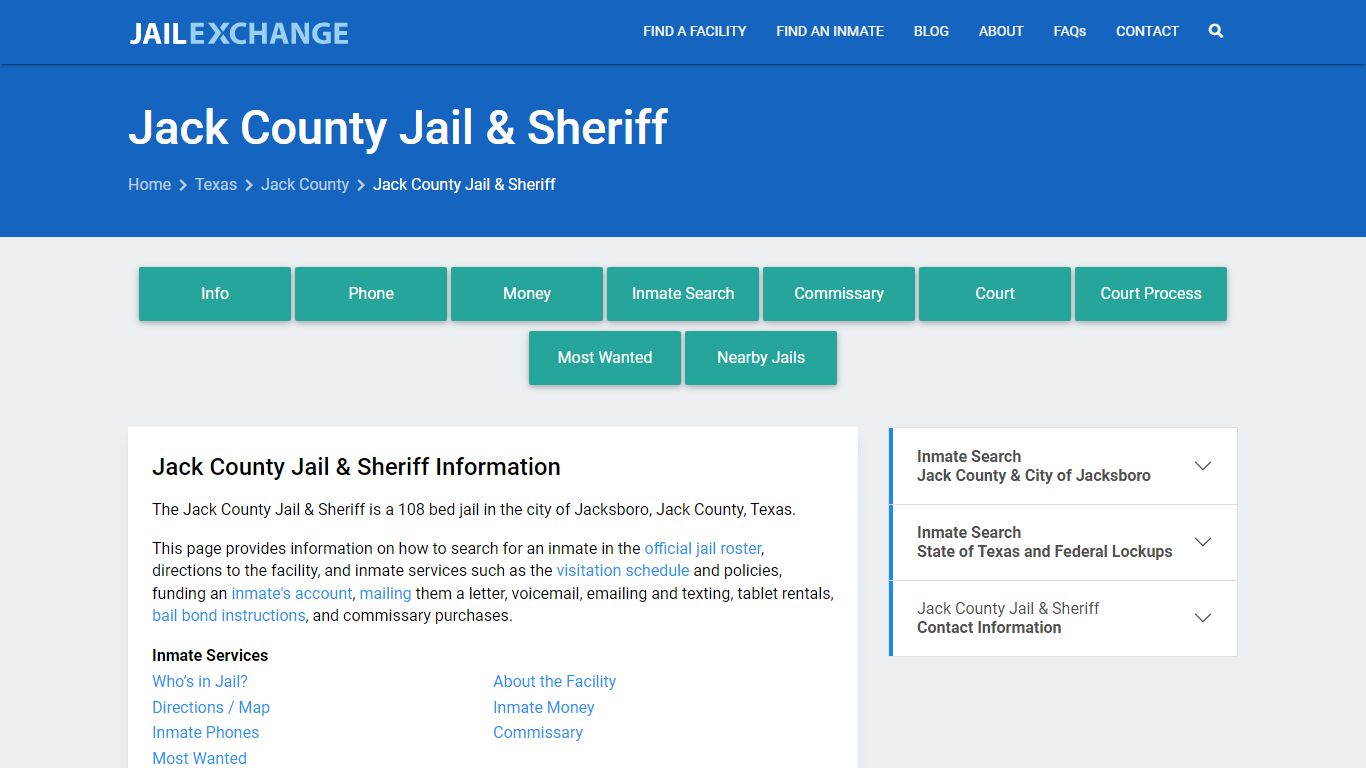 Jack County Jail & Sheriff, TX Inmate Search, Information
